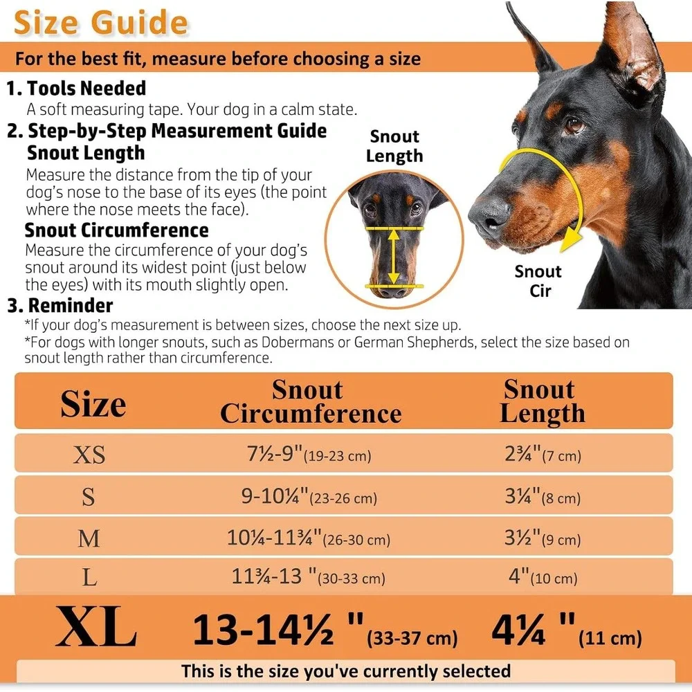 Barkless Basket Muzzle Black Size XL Dog Training Grooming Adjustable Straps